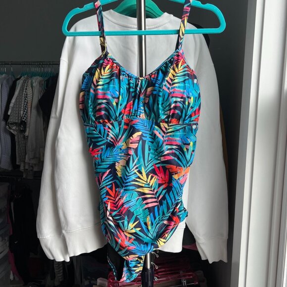 Aqua Eve Tropical Print Swimsuit - Picture 1 of 2